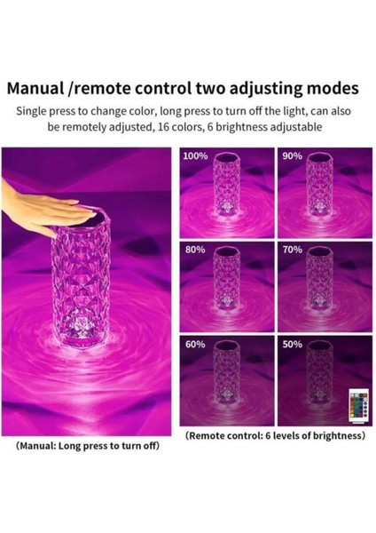 Şık Kristal Elmas LED Masa Lambası, Dokunmatik, USB Şarj, Restoran ve Ev Kullanımı fırsatları