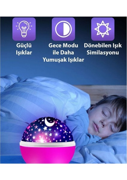 Dönen LED Işıklı Ay Yıldızlı Gece Lambası, Çocuk ve Bebek Odası Için Çok Amaçlı fiyatları