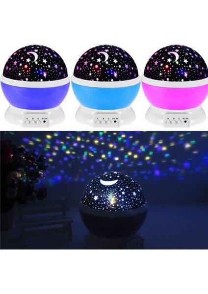 Dönen LED Işıklı Ay Yıldızlı Gece Lambası, Çocuk ve Bebek Odası Için Çok Amaçlı