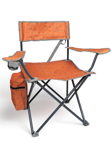 Termal Cepli Katlanır Plaj Piknik Kamp Sandalyesi Rejisör Koltuğu Turuncu