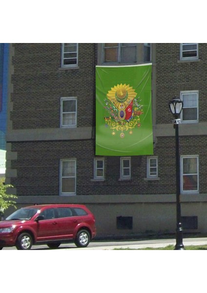 Osmanlı Arması Yeşil Sancak Bayrak 300X450 cm Raşel Kumaş