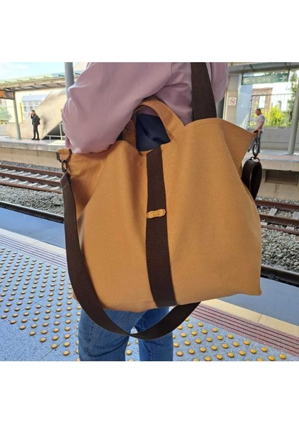 Kahverengi Kanvas El ve Omuz Kol Çantası, Şık ve Kullanışlı Tasarım fiyatları
