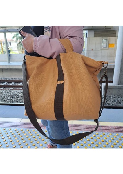 Kahverengi Kanvas El ve Omuz Kol Çantası, Şık ve Kullanışlı Tasarım indirimleri