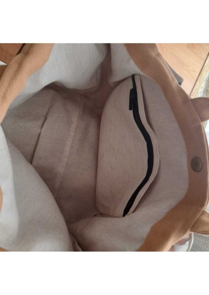 Kahverengi Kanvas El ve Omuz Kol Çantası, Şık ve Kullanışlı Tasarım