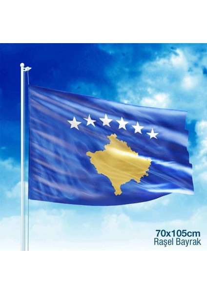 Kosova Cumhuriyeti Bayrağı Raşel Kumaş Bayrak 70 x 105 cm