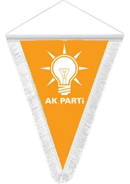 Turuncu Ak Parti-Saten Hatıra Üçgen Flama Bayrak