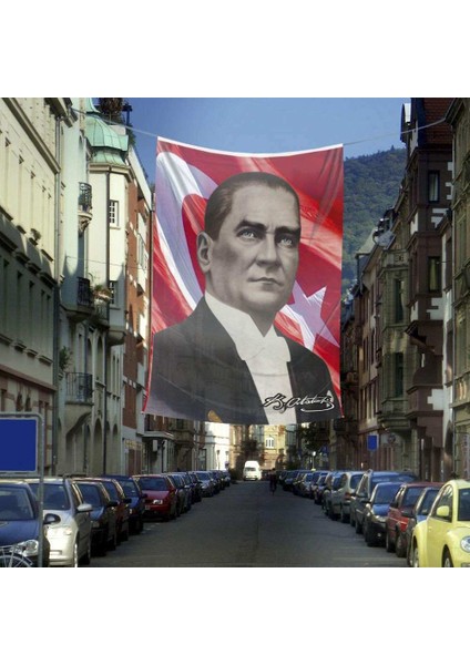 Ay - Yıldız - Sivil Mustafa Kemal Atatürk Poster Cephe Bayrak 400 x 600 cm