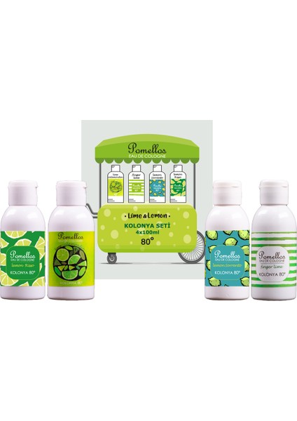 Lıme & Lemon 4'lü Kolonya Seti (4X100 Ml, 80 Derece, Pet Şişe) indirimleri