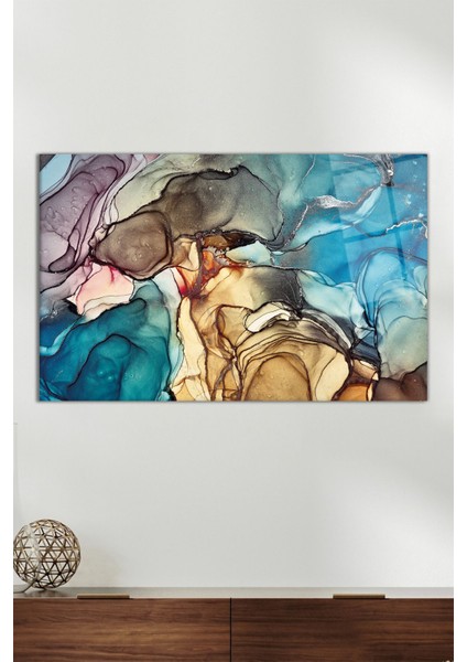 Renkli Soyut Duman Yatay Cam Tablo, Modern Ev Ofis Dekoru, Hediyelik Duvar Dekorasyonu, Kırılmaz Cam