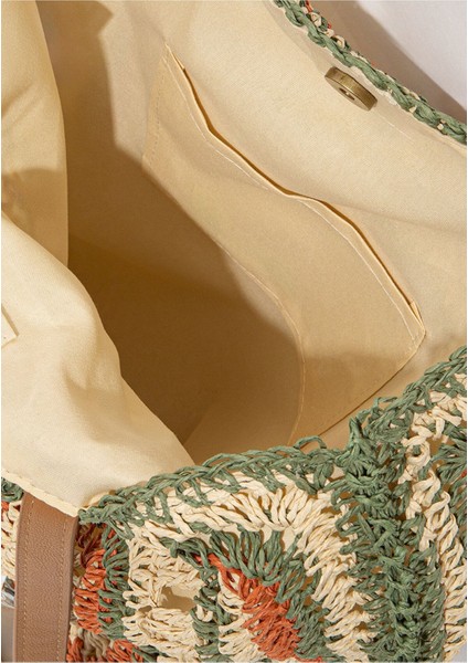 Şık Bej Hasır Çanta, Hafif ve Rahat Tasarım, Günlük Kullanım Için Ideal