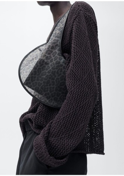 Yarı Şeffaf Leopar Desenli Hafif ve Şık Çanta, Siyah Renk Seçeneğiyle Tarzınıza Tarz Katın fiyatları