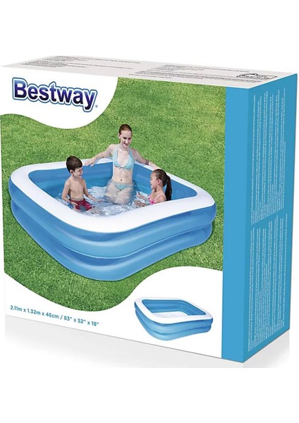 Renkli Jumbo Dikdörtgen Havuz 211X132X46 Cm, Yaz ve Bahçe Keyfi