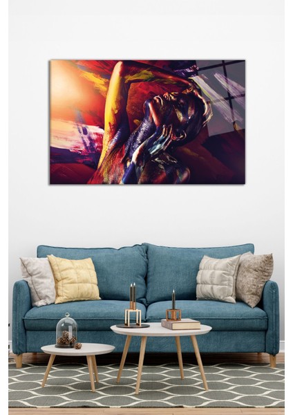 Sanatsal Kadın Yatay Cam Tablo, Modern Ev Ofis Dekoru, Hediyelik Duvar Dekorasyonu, Kırılmaz Cam modelleri