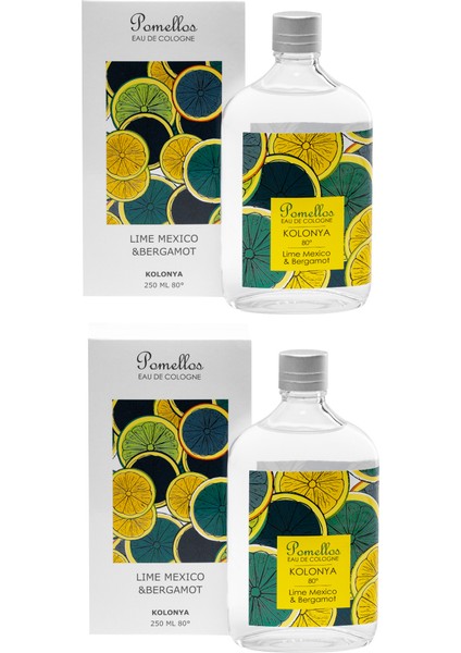 Kolonya Lime Mexico & Bergamot 2 Adet (2X250 Ml, 80 Derece. Cam Şişe)