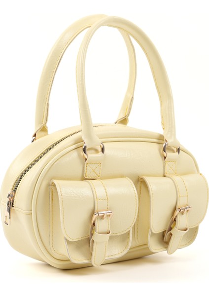 Sarı SHK231 Kırışık Dokulu Suni Deri, Fermuarlı, 3 Bölmeli, Ön Cep Detaylı, El, Kol Ve omuz çantası fiyatları