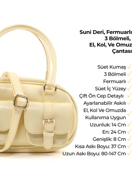Sarı SHK231 Kırışık Dokulu Suni Deri, Fermuarlı, 3 Bölmeli, Ön Cep Detaylı, El, Kol Ve omuz çantası indirimleri