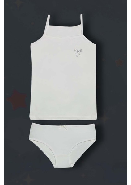 3'lü Kız Çocuk Taşlı Pamuklu Ip Askılı Atlet Külot Çamaşır Takımı fiyatları