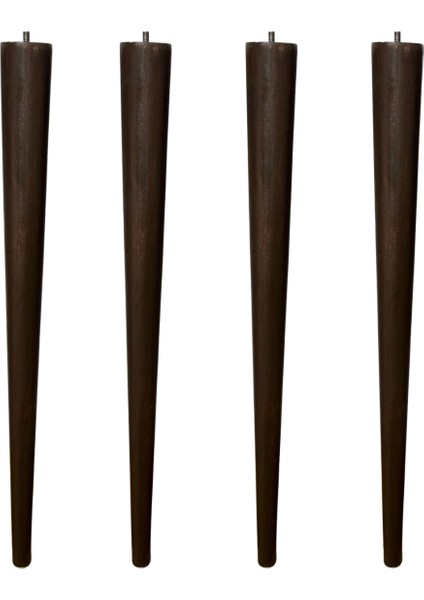 38 cm Koyu Meşe Konik Ahşap Mobilya Ayağı – 4’lü Set | Masa, Tabure, Sehpa Uyumlu | Aparat ve Vidalar Dahil