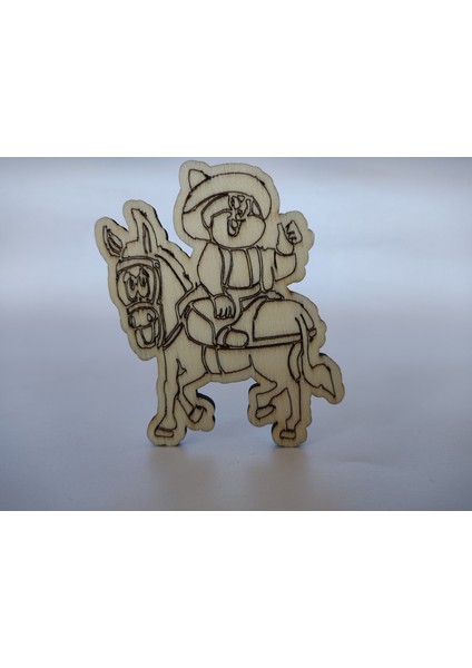 Boyanabilir Ahşap Nasrettin Hoca Figürü - Lazer Kesim Kavak Kontraplak Etkinlik Seti (Anaokulu/1. Sınıf)