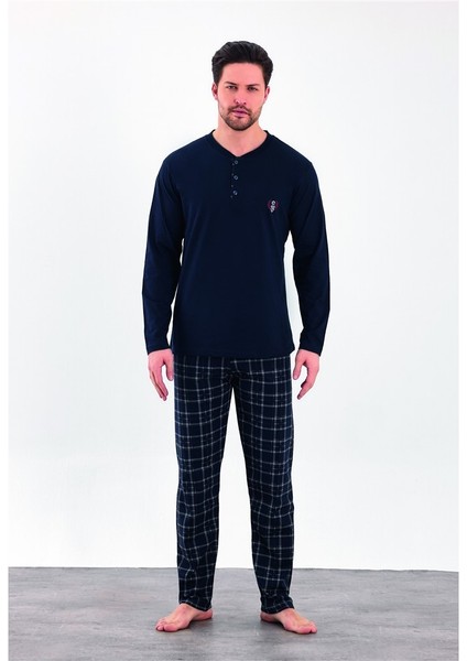%100 Pamuk Iki Iplik Uzun Kol Erkek Pijama Takım