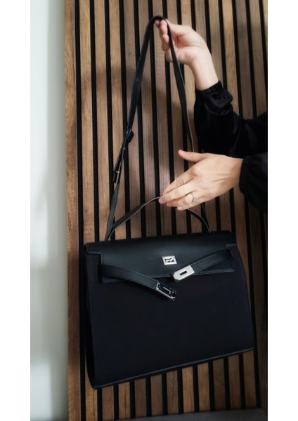 Kadın Siyah Kilitli El ve Omuz Çantası, Şık ve Kullanışlı Tasarım fiyatları