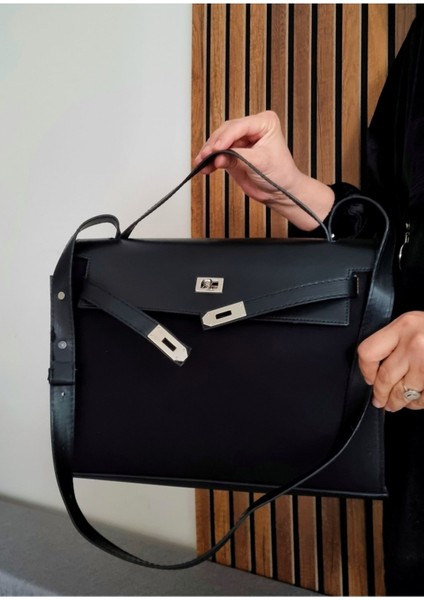 Kadın Siyah Kilitli El ve Omuz Çantası, Şık ve Kullanışlı Tasarım indirimleri