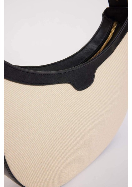 Şık Bej Kanvas Görünümlü Suni Deri Omuz Çantası E3751AXNS fırsatları