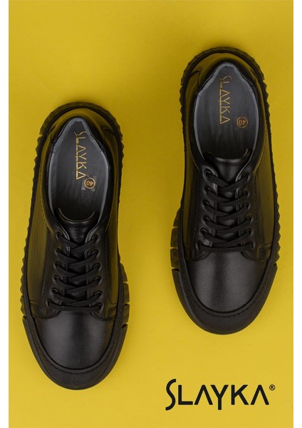 Siyah Slayka Glacier Hakiki Deri Erkek Casual Ayakkabı fırsatları