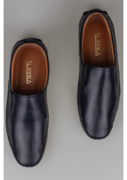 Lacivert Cuka Hakiki Deri Esnek Erkek Rock Ayakkabı indirimleri