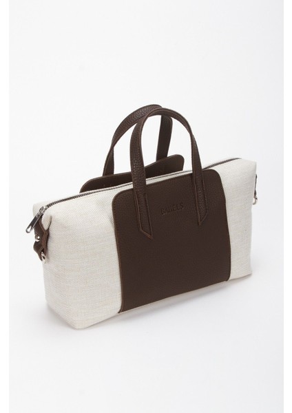 Şık Kahverengi Kanvas ve Deri Omuz ve El Çantası fiyatları