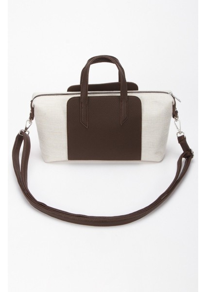 Şık Kahverengi Kanvas ve Deri Omuz ve El Çantası fırsatları