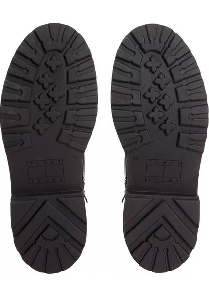 Erkek Kauçuk Kaplamalı Bağcıklı ve Fermuarlı Bot - Siyah