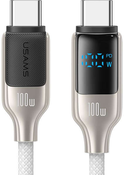 SJ742 1.2m 100W Type-C To Type-C Hızlı Şarj Kablosu - LED Ekran, Çinko Alaşımı, 480MBPS