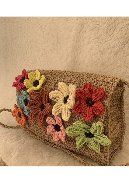 Renkli Hasır Çiçekli Çanta, Şık ve Hafif, Günlük Kullanım Için Mükemmel Seçim