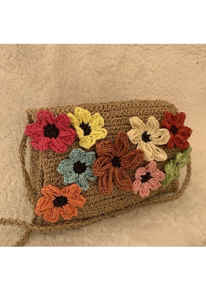 Renkli Hasır Çiçekli Çanta, Şık ve Hafif, Günlük Kullanım Için Mükemmel Seçim fiyatları
