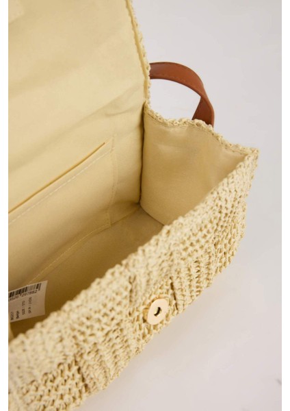 Şık Kadın Hasır Omuz Çantası, Bej Renk, Modern ve Hafif Tasarım fırsatları