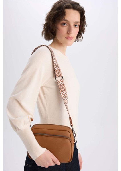 Kadın Suni Deri Omuz Çantası, Şık ve Kullanışlı, Kahverengi, B9329AXNS