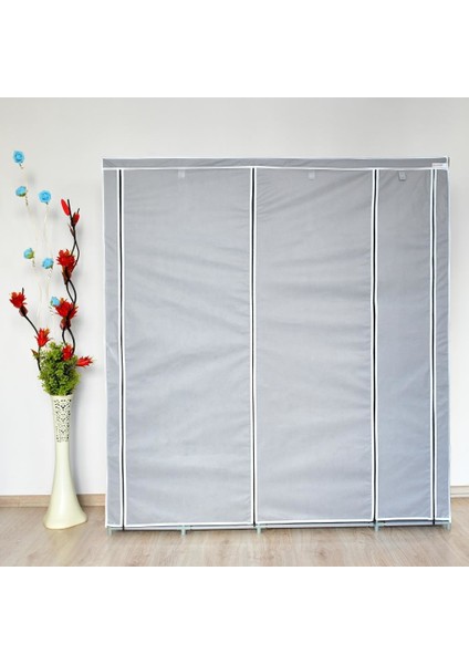Easy Xtra Çift Yandan Raflı Çelik Profilli Bez Dolap Gri modelleri
