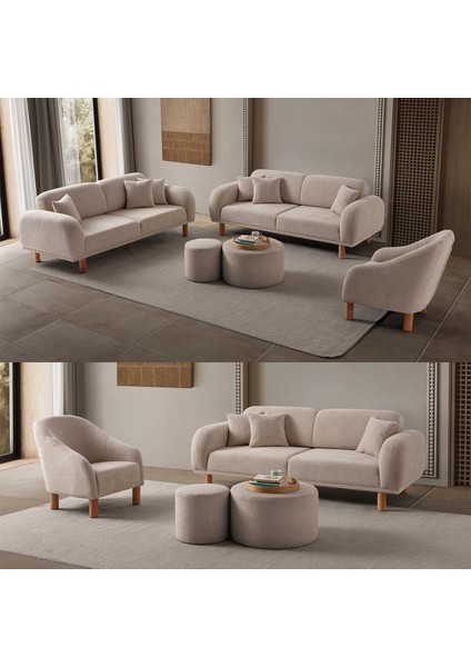 Regnum Koltuk Takımı 3+3+1 Taş Renk