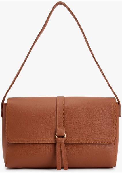 Şık Kahverengi Suni Deri Omuz Çantası Metal Aksesuarlı, Zarif ve Kullanışlı Tasarım