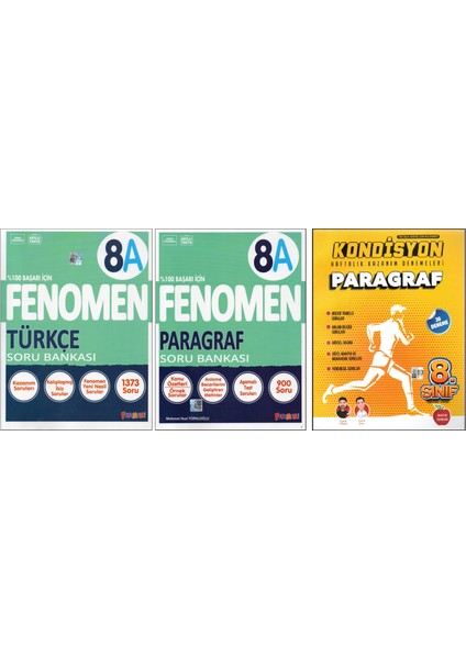 Fenomen 8. Sınıf 8A Türkçe+Paragraf+Newton Kondisyon Paragraf (3 Kitap)