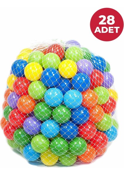 Kırmızı Şişme Havuz Topları 6 cm 28'li Oyun Seti