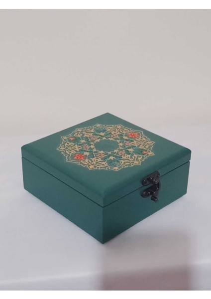 Yeşil Ahşap Dekoratif Takı ve Aksesuar Kutusu 14,5X14,5X7 cm fiyatları