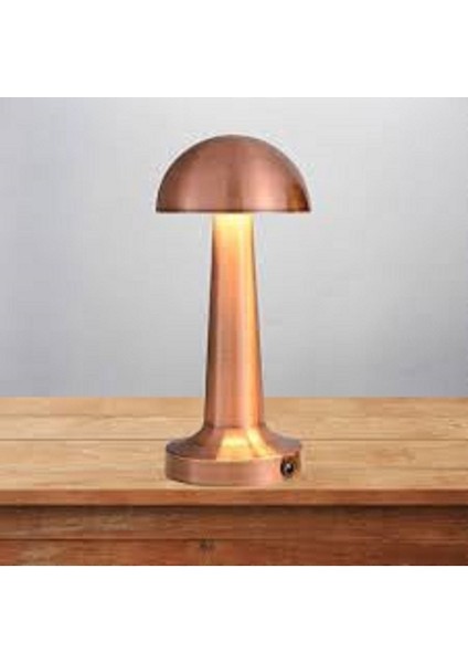 Lizbon Mantar Dokunmatik Şarjlı Masa Lambası, Rose Renk, 23 cm