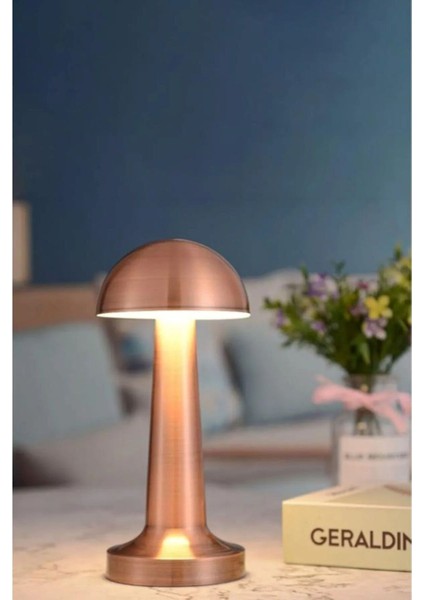 Lizbon Mantar Dokunmatik Şarjlı Masa Lambası, Rose Renk, 23 cm fiyatları
