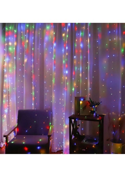 Çok Renkli 300 Ledli 10 Sarkıt Perde Işık, Uzaktan Kumandalı, 3x3 Metre Aydınlatma indirimleri