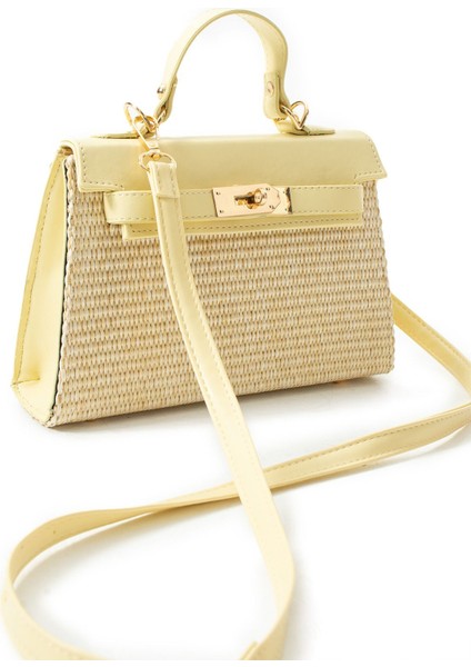 Şık Hasır Sarı Kadın El ve Omuz Çantası, Günlük ve Davet Şıklığı Için Ideal modelleri