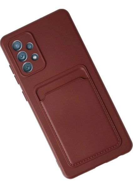 Samsung Galaxy A72 Kılıf Kelvin Kartvizitli Silikon - Bordo modelleri