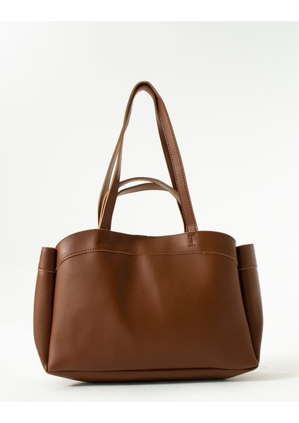 Kadınlar Için Kahverengi Mıknatıslı Yavrulu El ve Omuz Çantası