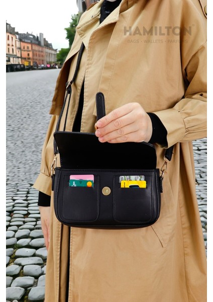 Şık Siyah Kadın Çapraz Askılı Astarlı Deri Günlük Omuz Çantası fiyatları